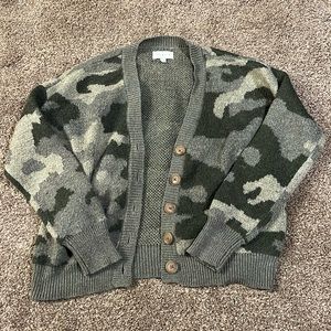 Lucky Brand Camo Button Up Sweater